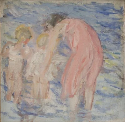 A Woman and two Children at the Beach