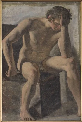 Siddende mandlig model