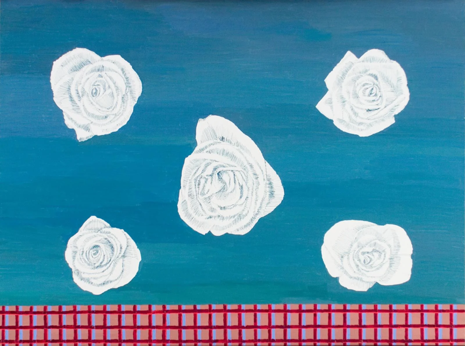 5 Roses on a Chequered Background