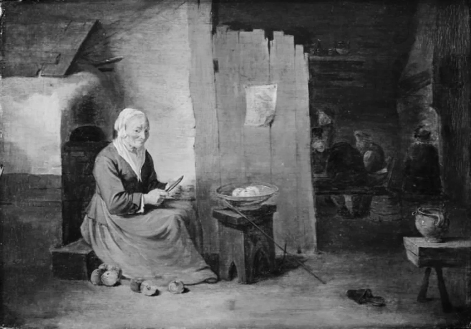 Interior of a Peasant's Cottage with an Old Woman Peeling Apples