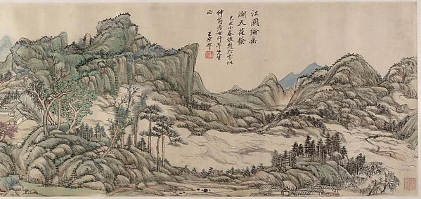 清  王原祁  江國垂綸圖  卷|Fishing in River Country at Blossom Time