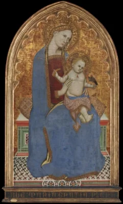 Virgin and Child playing with a Goldfinch and holding a Sheaf of Millet