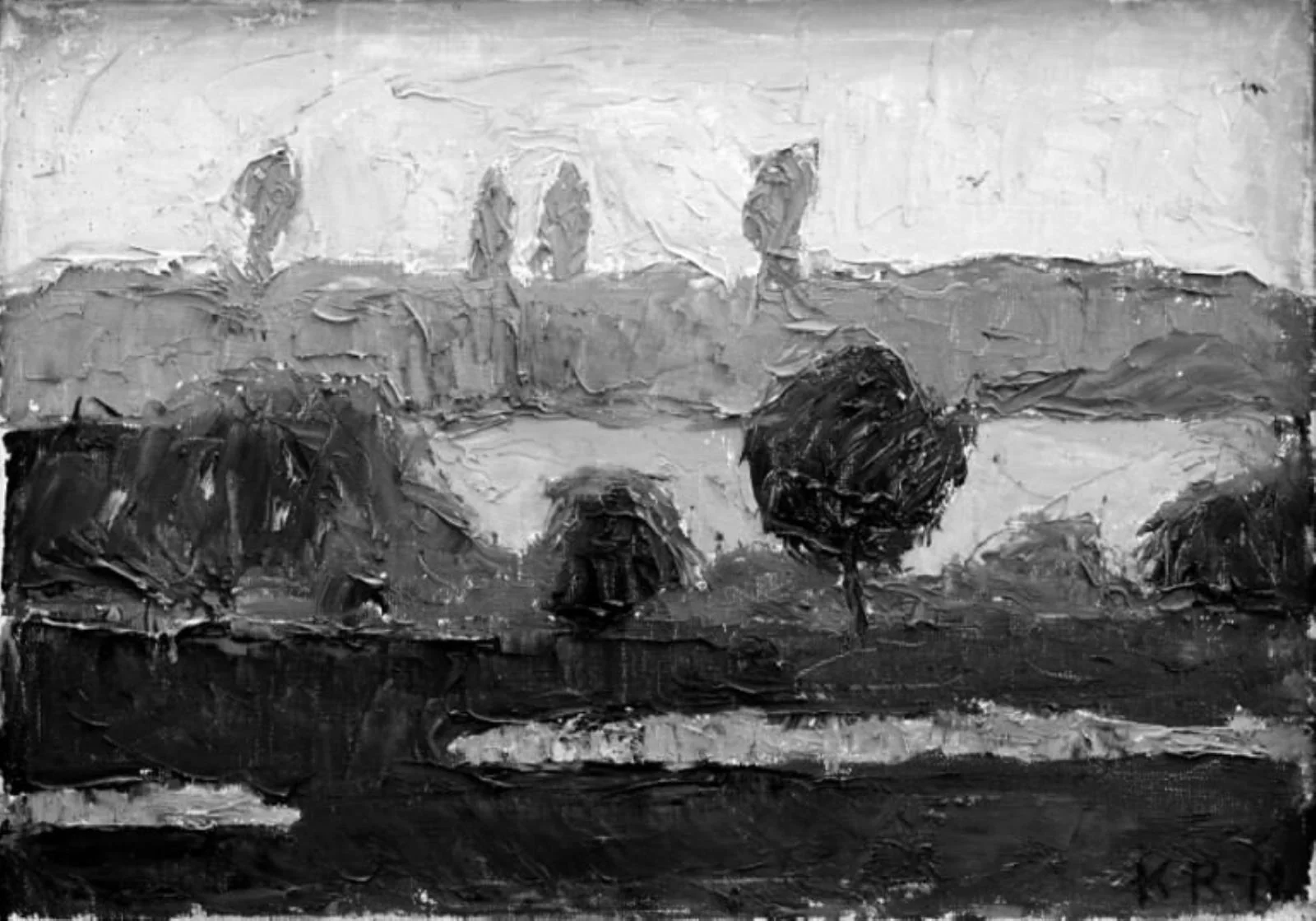 Brown Field. The Four Trees in September