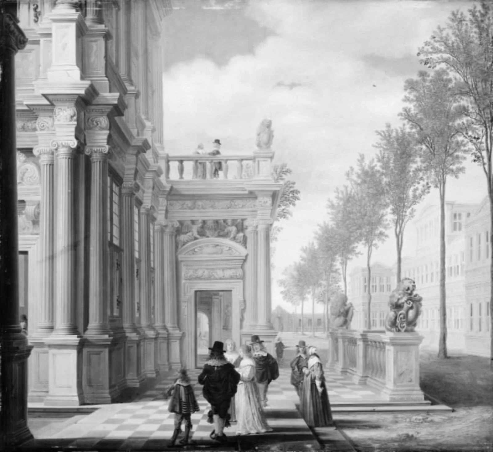 Elegant Company in Front of a Palace