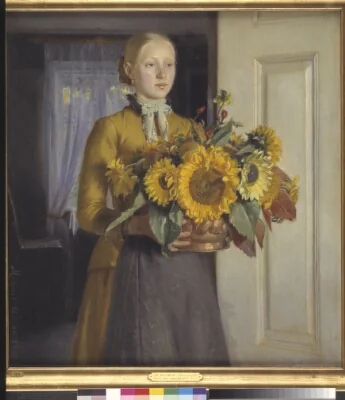 A Girl with Sunflowers