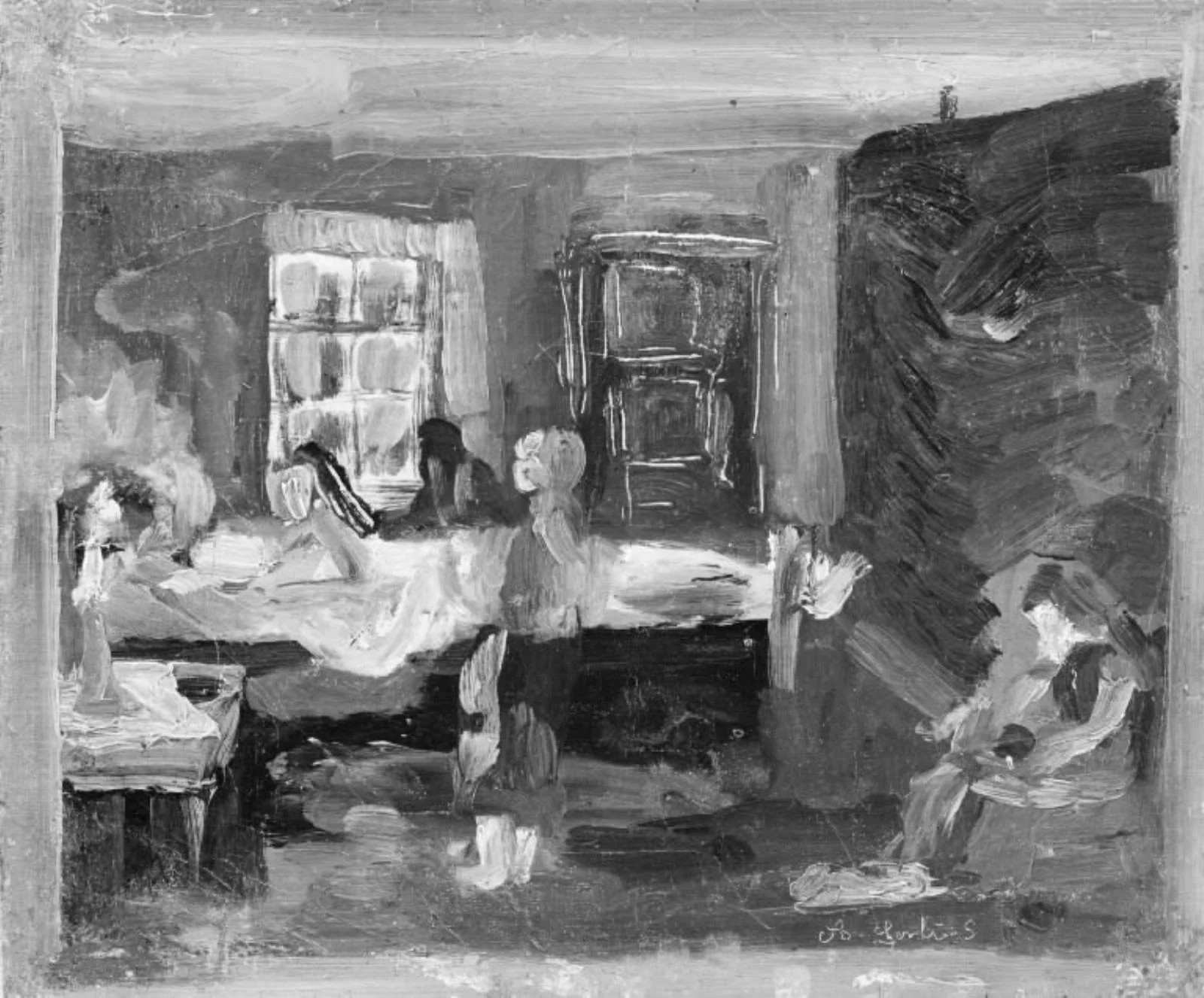 Interor with Figures. Motif from Dostoyevski