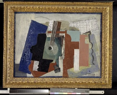Still Life with Door, Guitar and Bottles