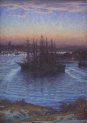 Ships at Anchor. Winter