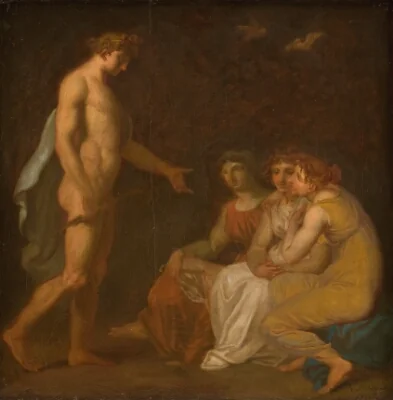 Apollo charging the Parcae to visit Ceres, who has fled from the Earth