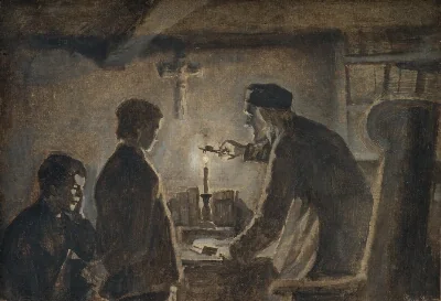 Pastor Sören blows out the candle on the New Year's Eve