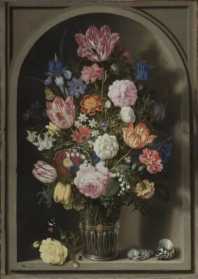 Bouquet of Flowers in a Stone Niche