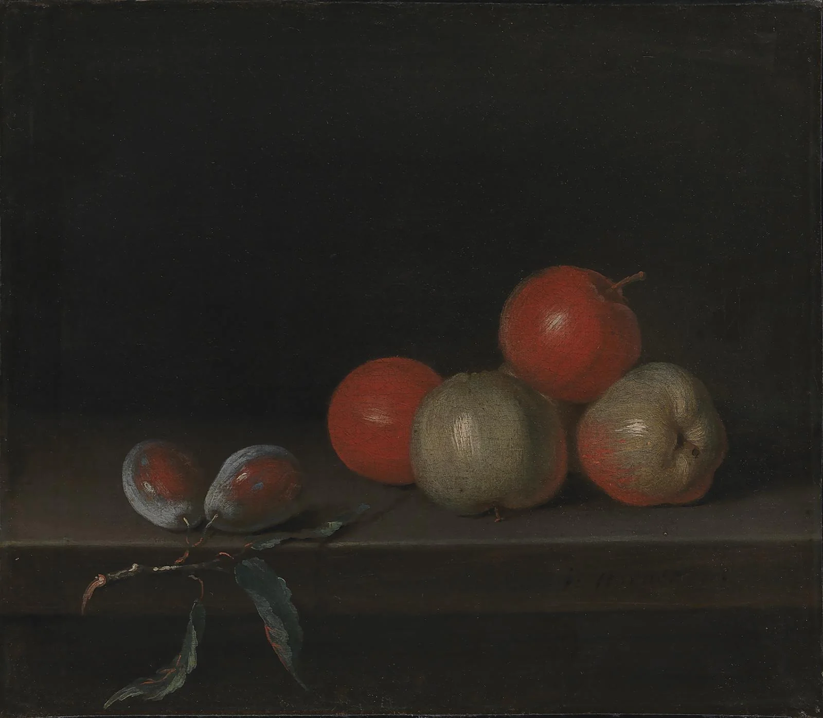 Apples and Peaches on a Table