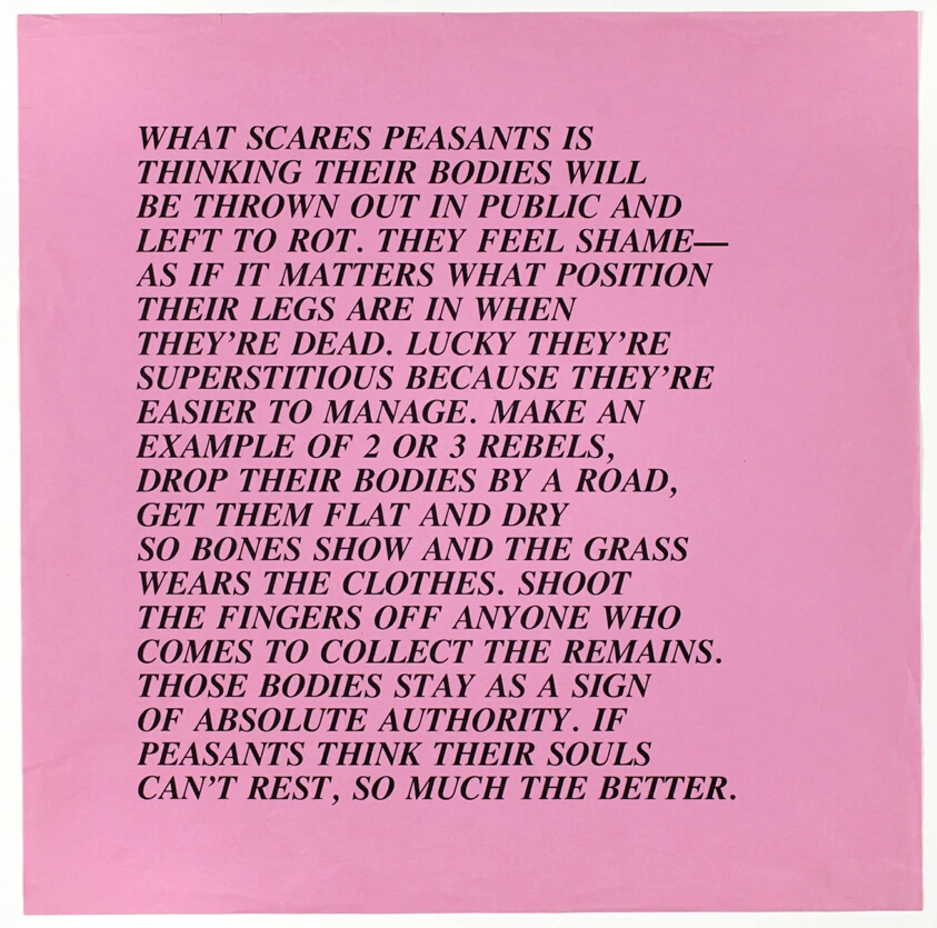 Untitled (What Scares Peasants is...), from Inflammatory Essays