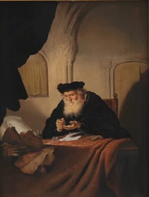 An Old Man Counting his Money