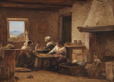Women Working in the Kitchen of a Farmhouse near Olevano, Italy