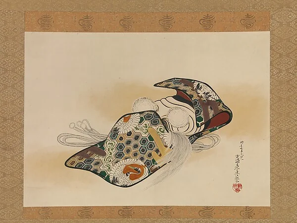 柴田是真作　翁面図|Mask for the Noh Play Okina