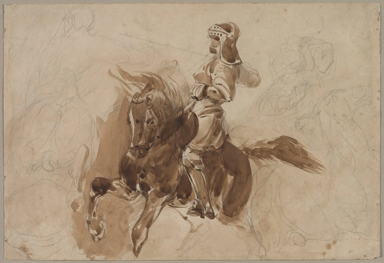 Armored Figure on Horseback (recto)
