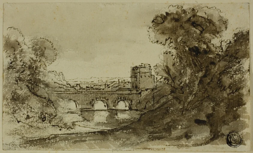 Italianate River Landscape with Bridge with Tower