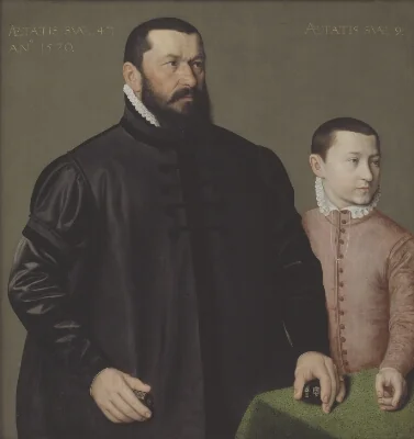 Portrait of the Nuremberg Goldsmith Hans Lencker (1523-1585) and his 9-year old son Elisius the Younger