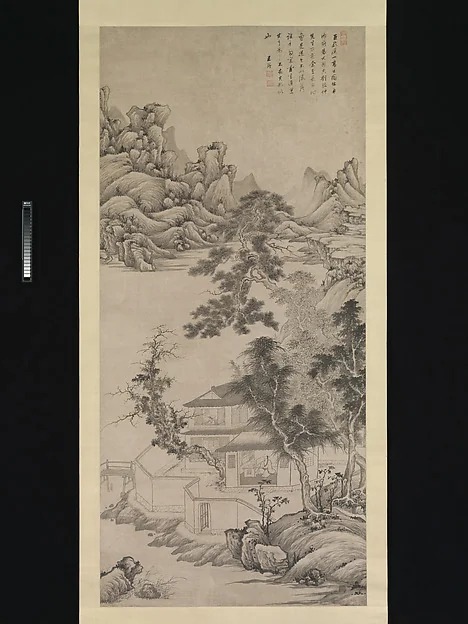 清   王鑑   倣巨然《溪山高士圖》   軸|Lofty Scholar among Streams and Mountains, in the manner of Juran