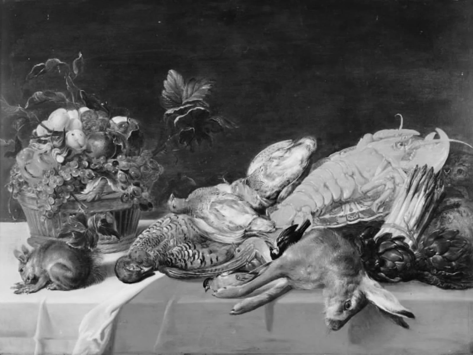 Still Life with Small Game, Fruit, Lobster and a Squirrel