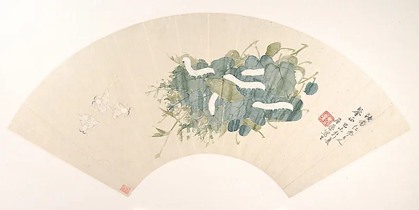 清  居巢  蠶蛾  扇面|Silkworm