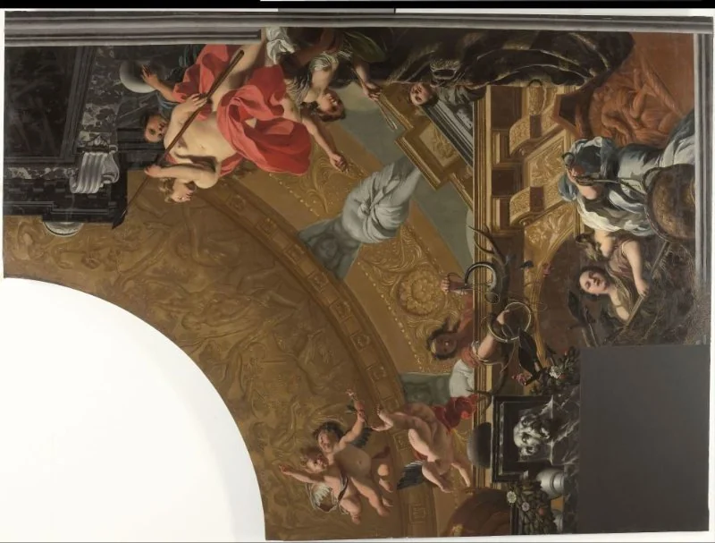 Part (top right) of a ceiling decoration with Diana and her companions as the principal representation