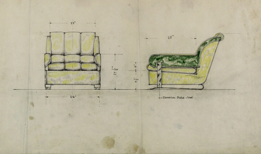 Chair Designs, Upholstered Armchair Elevations