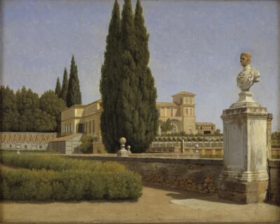View of the Gardens of the Villa Albani. Rome