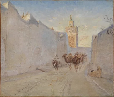 Camels in a Street in Tunisia
