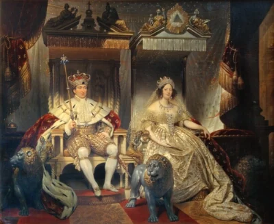 Christian VIII (1786-1848) and Queen Caroline Amalie (1796-1881) in Coronation Robes