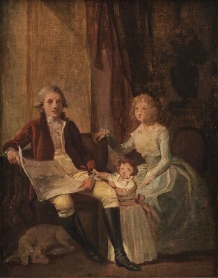 Peder Anker med hustru og datter