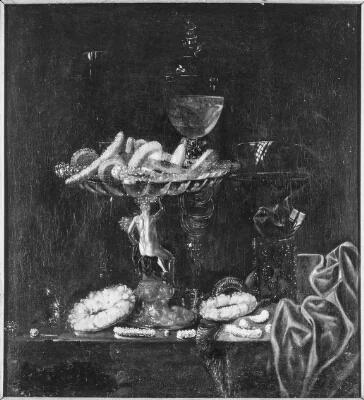 A Table with Drinking Vessel and Confectionery
