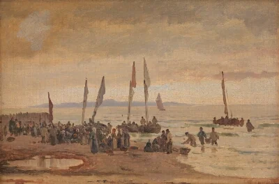 Hjemvendende fiskere modtages på Hornbæk Strand
