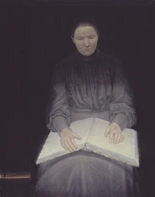 A Blind Girl Reading