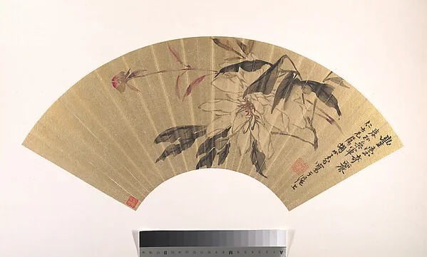 清  胡遠  芍藥  扇面|Herbaceous Peony