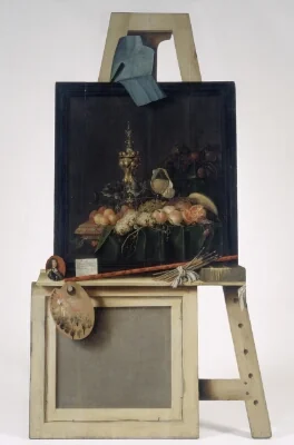 Cut-Out Trompe l'Oeil Easel with Fruit Piece