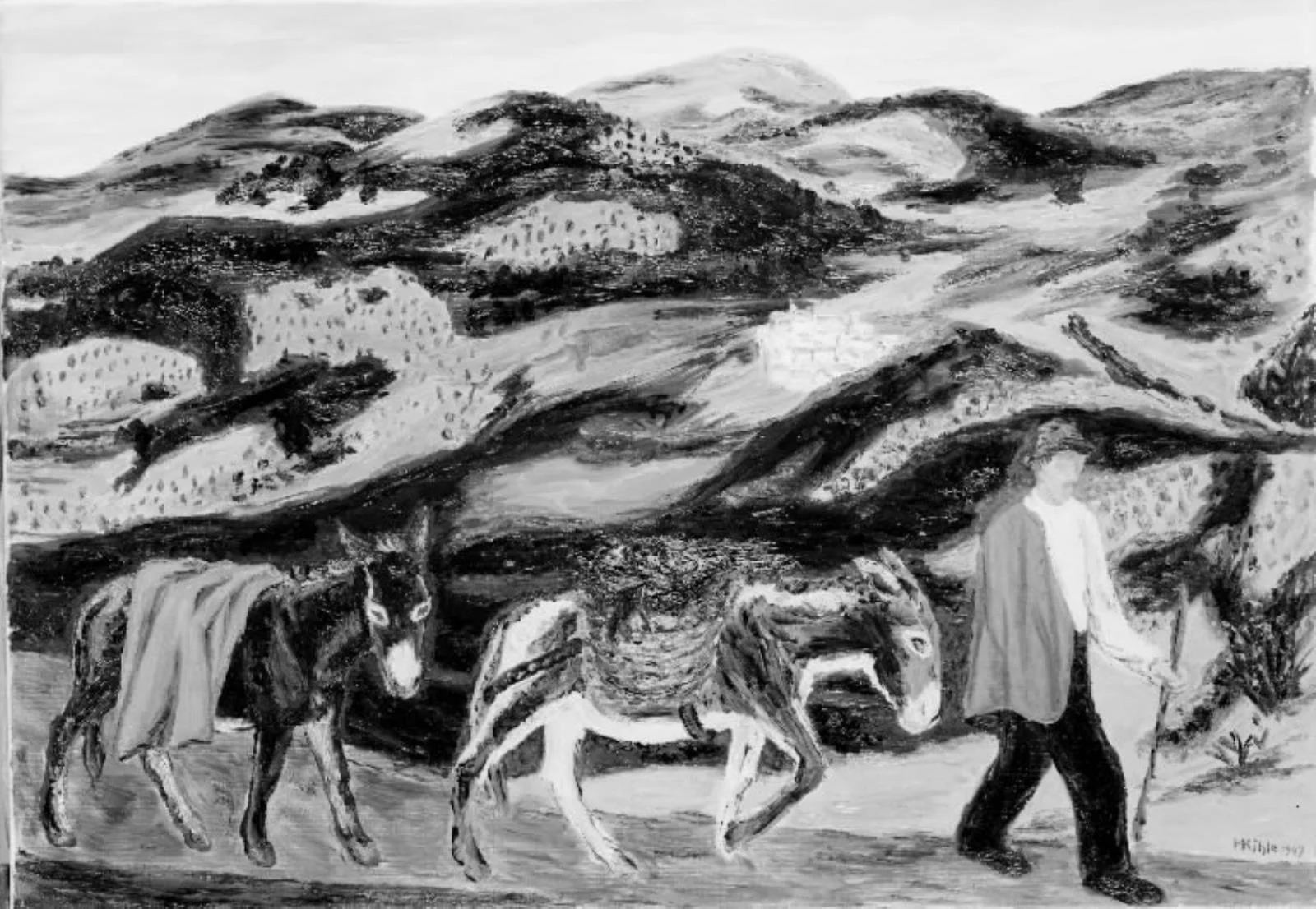 Landscape from Tuscany with a Peasant and Donkeys