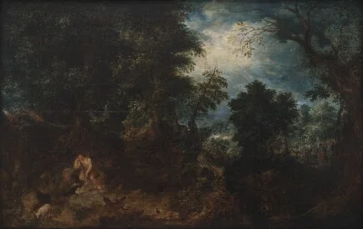 John the Baptist in the Wilderness. St. John Preaching and the Baptism of Christ