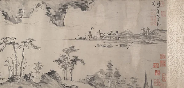 明  傳項元汴  秋江圖  卷|River Landscape