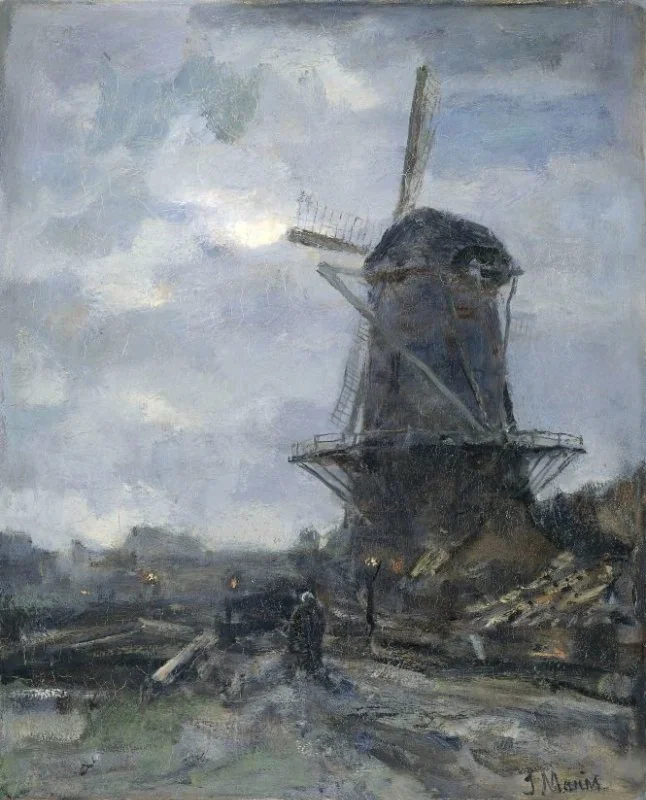 Molen bij maanlicht