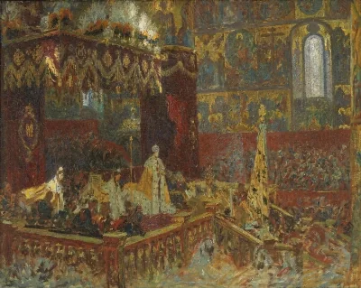 The Coronation Ceremony of Tsar Nicolai II in Moscow. Sketch
