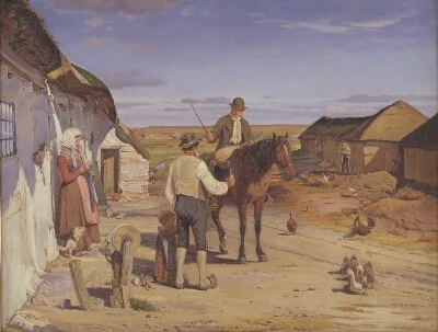 A Stranger Asking his Way at a Farm on the Moors