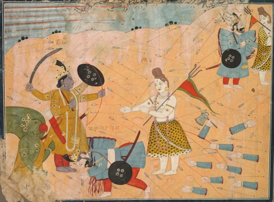 Shiva Intercedes for Vanasura: Scene from the Aniruddha Usha Section of Krishna Lila