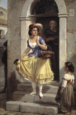 An Italian Woman in the Way to the Carnival