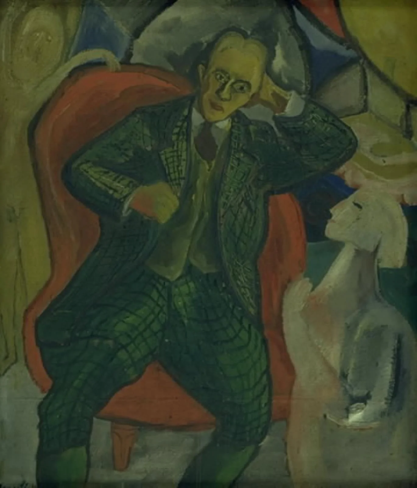 A Figure in an Armchair Surrounded by Two Spectrals