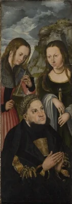 The Elector Frederic the Wise of Saxony (1463-1525) with the Saints Ursula (left) and Genevieve (right)