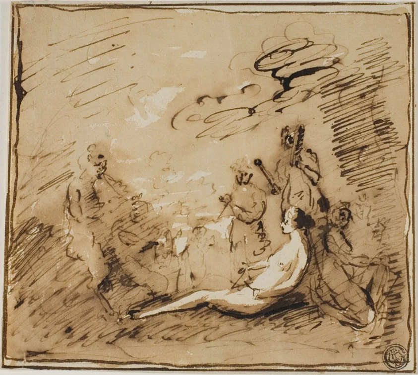 Nymphs and Satyrs Playing Musical Instruments