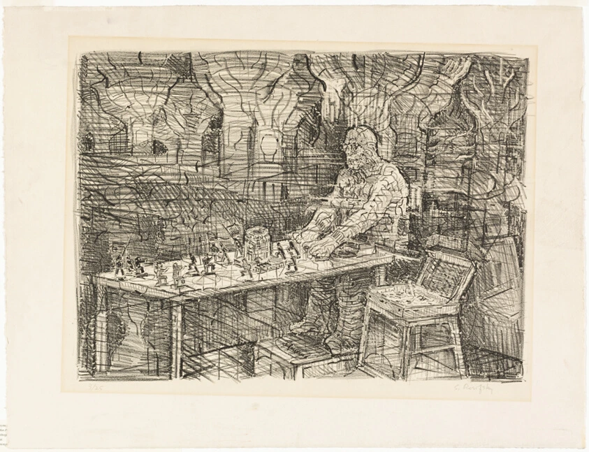Man Playing War Games at Table