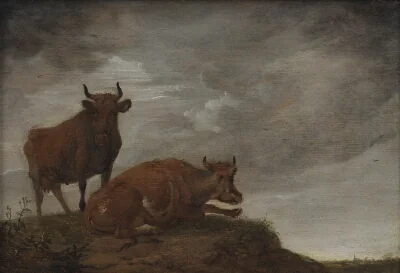 Two Cows on a Hill